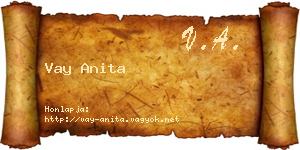 Vay Anita névjegykártya